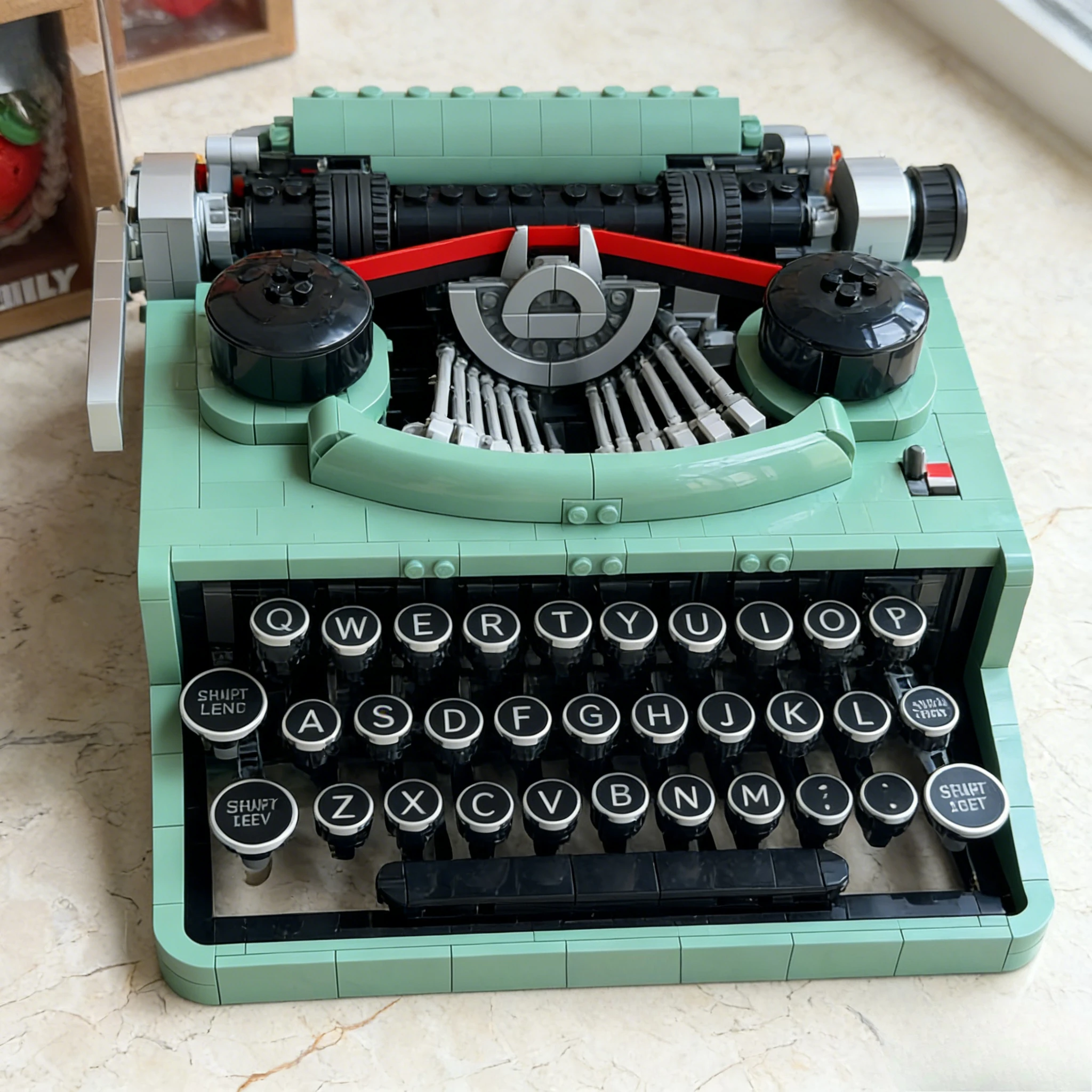 Grüne Schreibmaschine Modell 21327 Bausteine-Sets, geeignet für Weihnachtsgeschenke, kompatibel mit Legoed Particles, 2079 Stück.