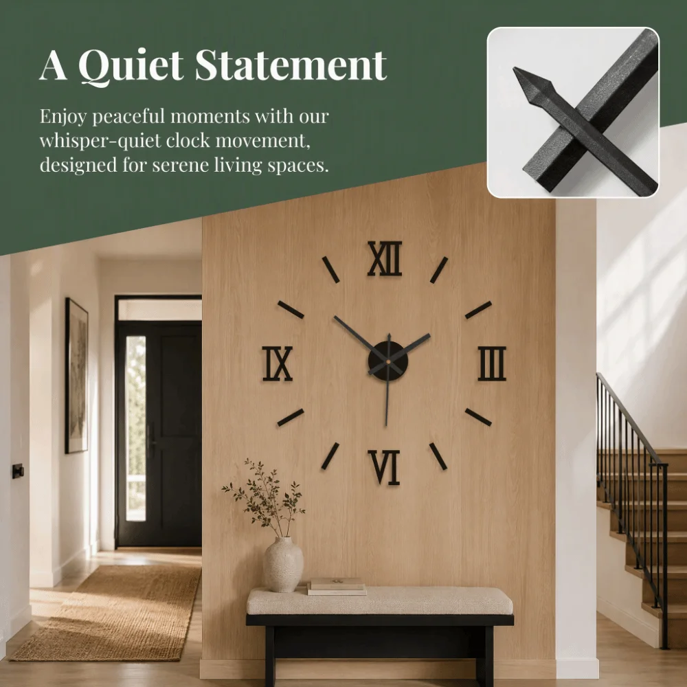 Acrylic DIY Wall Clock 50cm Frameless Design Wall Clock Sticker Adjustable Length Mirror Wall Clock Home Office Decor