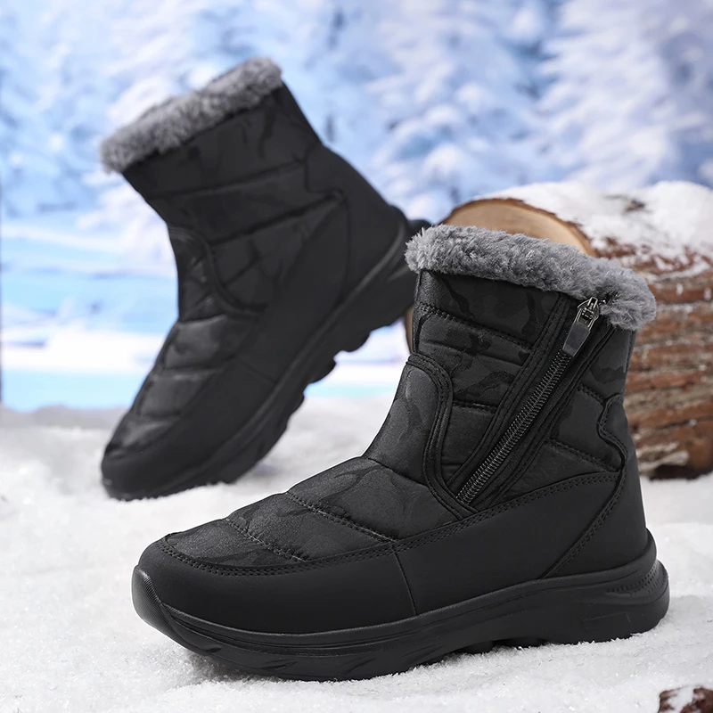 Couple High‑Top Snow Boots Men Winter Boots Warm Fluffy Thermal Outdoor Casual Shoes Men Cotton Shoes Plus Size Snow Footwear