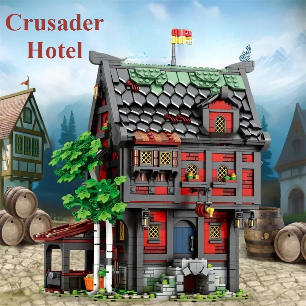 

Medieval Tavern The Crusaders Inn MOC Building Blocks 3214PCS Street View Model Bricks Toys Room Decor Christmas Gifts For Kids