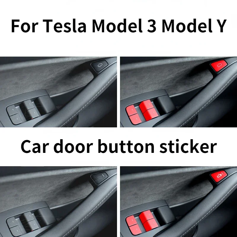 For Tesla Model 3 Model Y 2019-2022 Door Lifter Button Protection Sticker Decorative Sticker Car Modified Interior Accessories