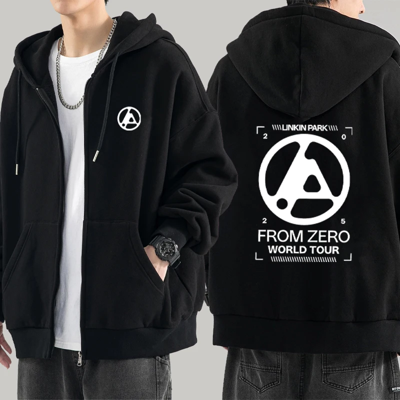 

2025Linkin Park From Zero World Tour Double Sided Printed Zipper Hoodie Men women vintage Casual Jacket Unisex Fleece Sweatshirt