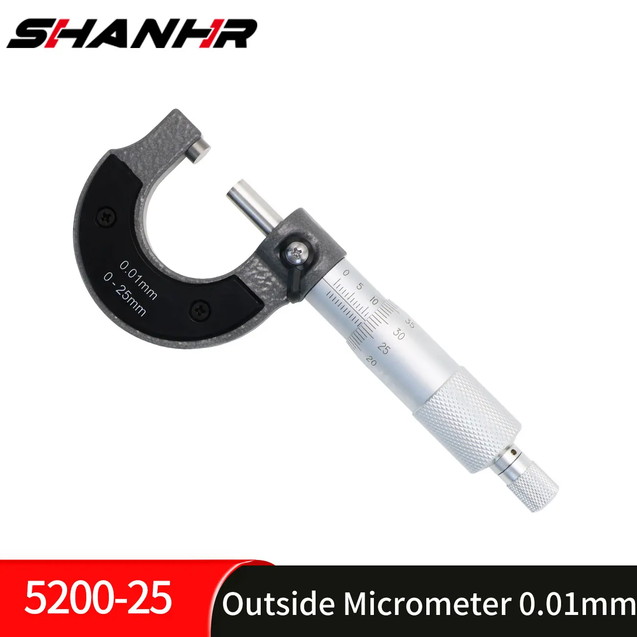 SHANHR 0-1 cal (0-25 mm) Zewnętrzny Mikrometr Precyzyjny Miernik Suwmiarka Mikrometryczna Narzędzie dla Mechanika