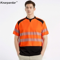 New Arrival Short Sleeve Safety T Shirt Orange High Visibility Reflective Shirt With Pockets Hi vis work shirt