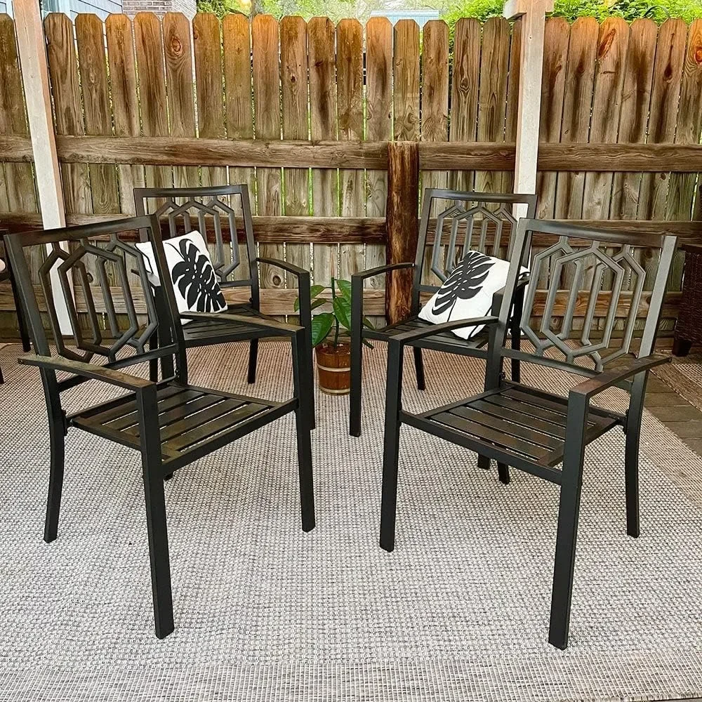 Outdoor Dining Table Chair Set, 4 Backyard Garden Chairs, Table with 1.57\