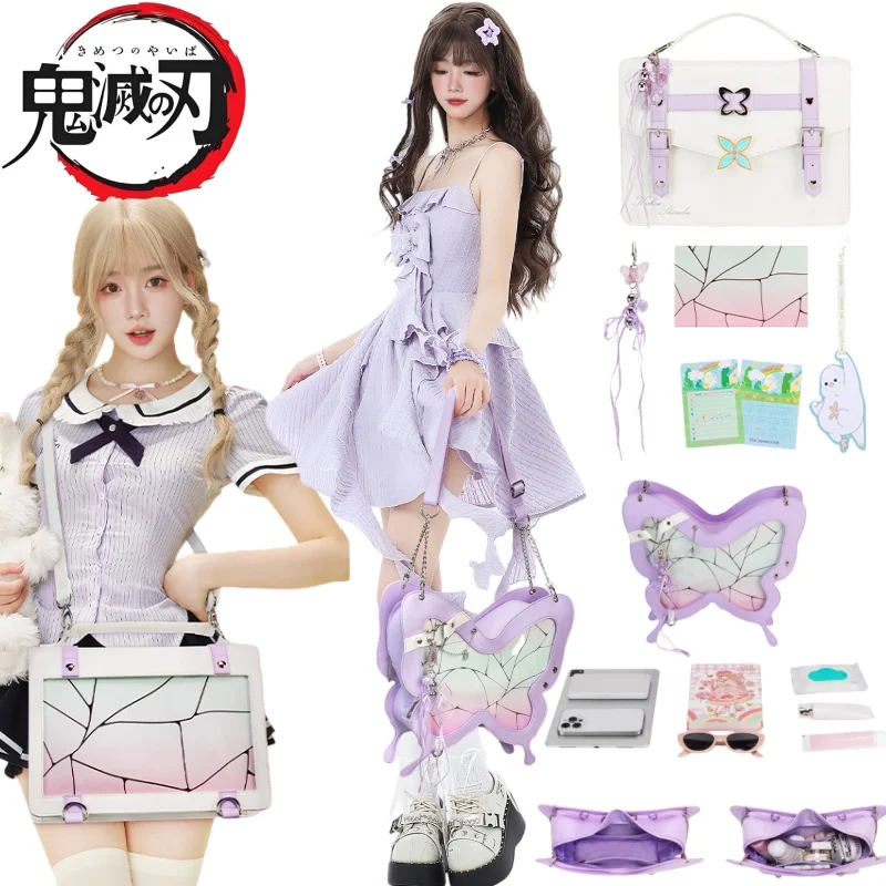 

Demon Slayer Itabag Cartoon Kochou Shinobu Shoulder Bag Anime Merchandise Holiday Gift with Free Pin Badge for Conventions