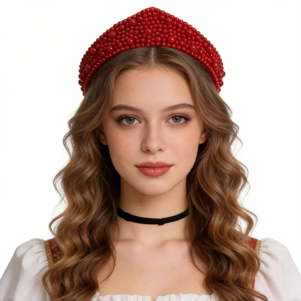 

Простая элегантная бархатная повязка на голову в форме короны, треугольная эластичная повязка для волос с жемчугом и стразами, классическая британская губчатая повязка для волос, свадебная.