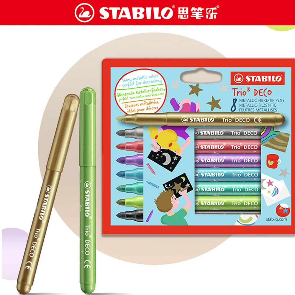 8-色-セット-stabilo-水彩ペン蛍光グリッターマーカーペン子供用ペイントハイライトベビー落書きかわいい文房具