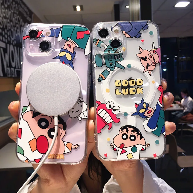 Anime Crayons Shin-chans Magsafe Magnetic Phone Case for Samsung Galaxy S24 S23 S22 S21 S20 FE Plus Ultra 5G Soft Clear Tpu image 2
