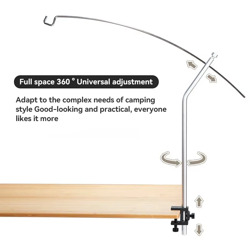 Outdoor Lamp Stand Hook 360° Full Space Adjustment Lamp Pole Stand Portable Folding Camping Lantern Stands for Picnic Camping view 2