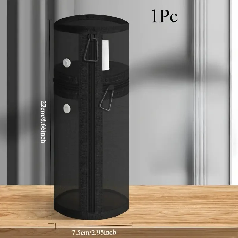 메이크업 브러쉬 버킷 메쉬 메이크업 브러쉬 보관 가방 이중 용도 스탠드 업 세면 용품 보관 가방 화장품 브러쉬 지퍼 주최자