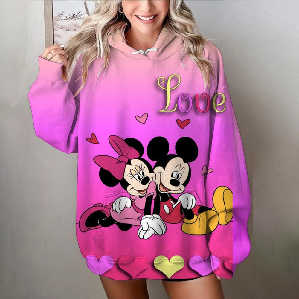 2024 Autumn Street Harajuku Fashion Women\'s Top Christmas New Mickey and Minnie Pattern Children\'s Casual Hoodie y2k