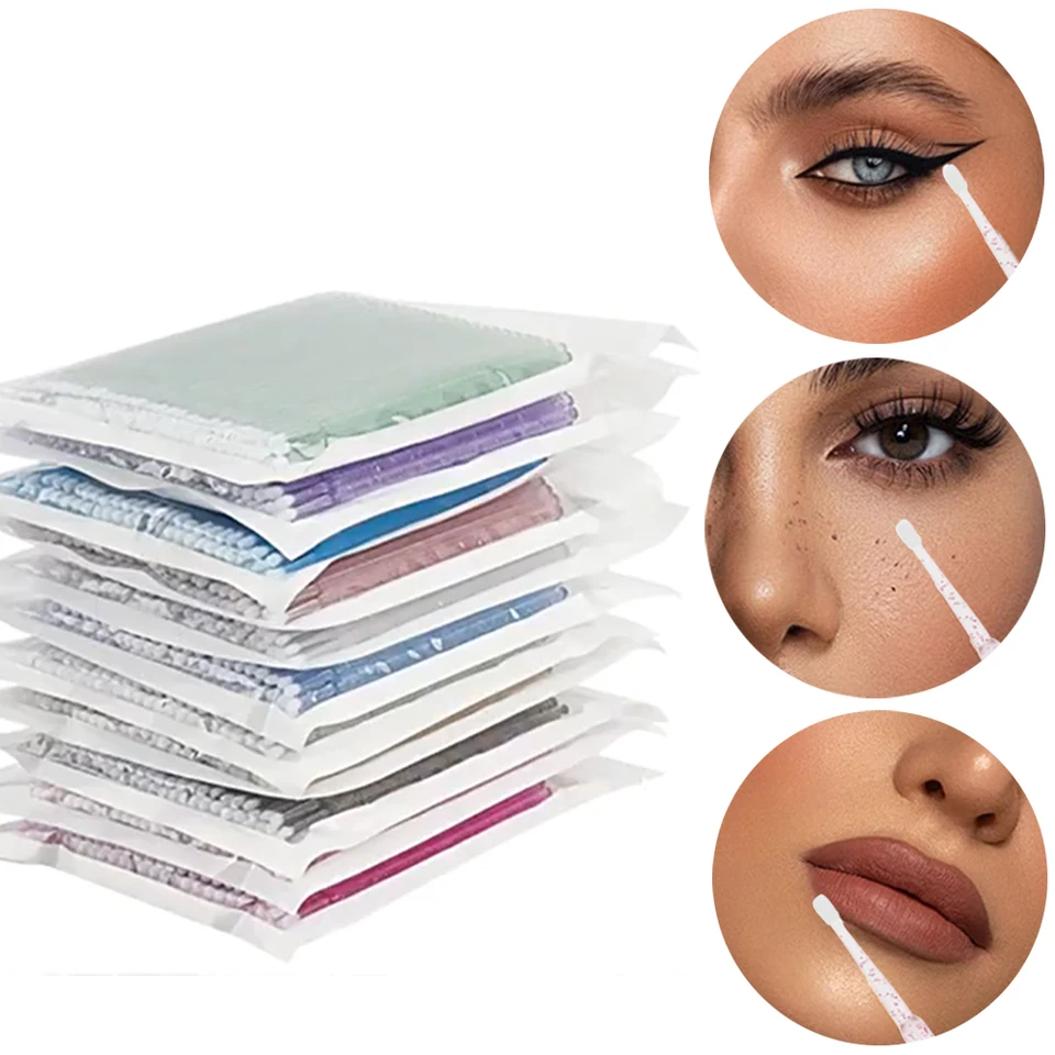 100 Cepillos Limpiadores de Pestañas, Hisopos de Microfibra, Brocha para Desmaquillar, Herramientas de Belleza 3