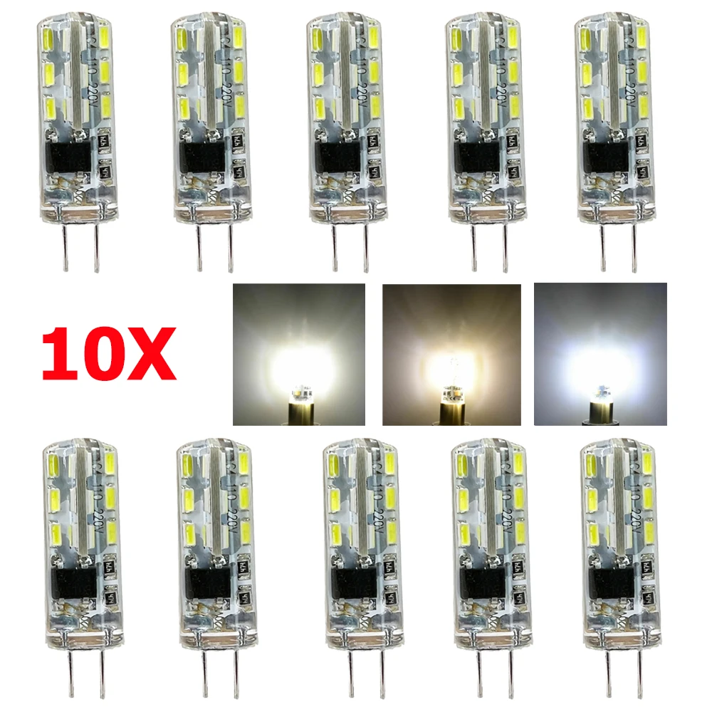 

10PCS Mini G4 Led Light Bulbs 24Leds 2W SMD2835 Bulb Lights Silicone Lamp 220V 12V 3000K-6500K Chandelier Spotlight Bombillas