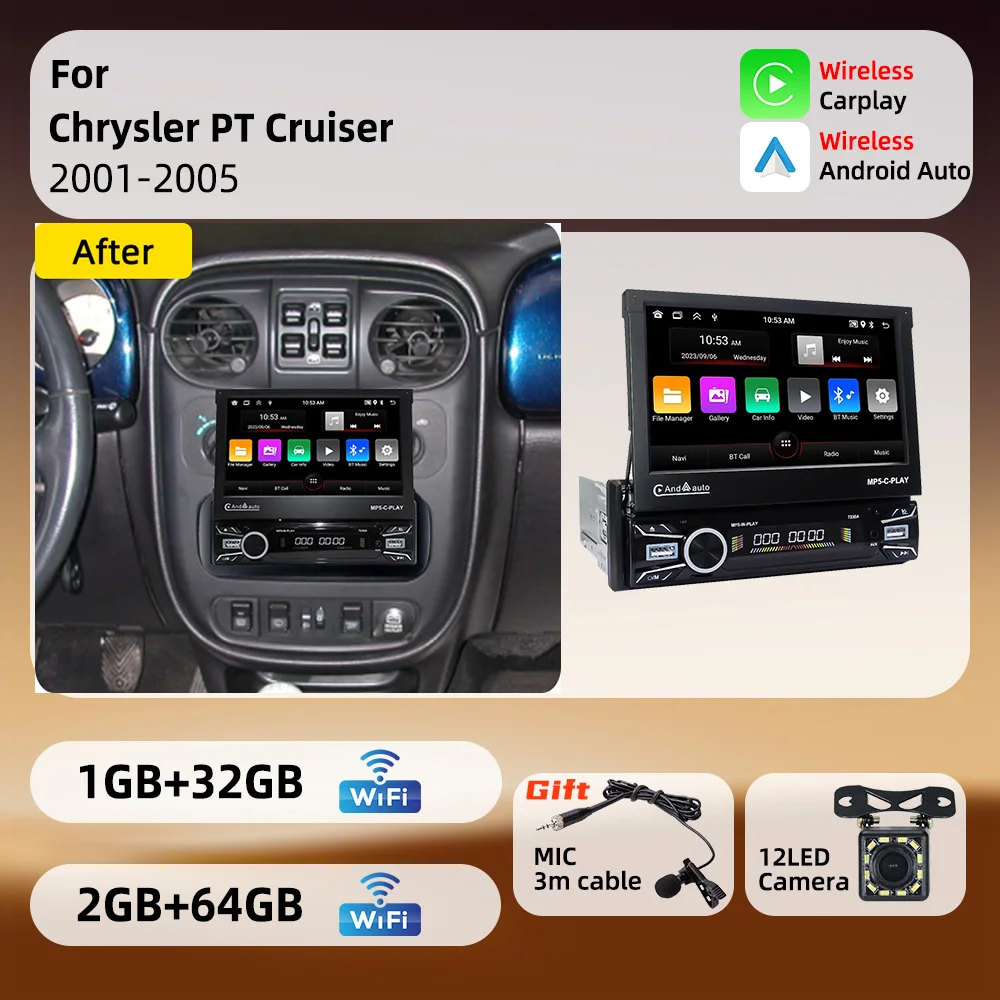 For Chrysler PT Cruiser 2001-2005 Android 1Din Stereo 7