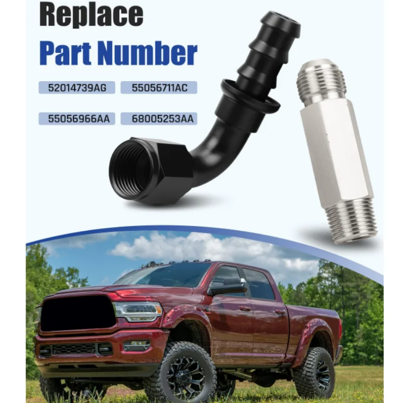 アップグレードされたヒーターホースコネクターは、ダッジラム6.7Lカミンズ2007.5+に適合、10ANプッシュロックフィッティング