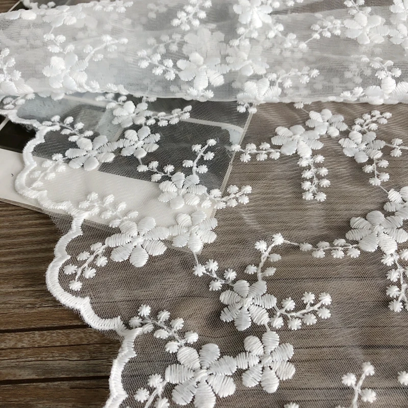 

One meter high quality lace tissu Cherry Blossom embroidery telas Clothing skirt wedding dress shooting background fabric