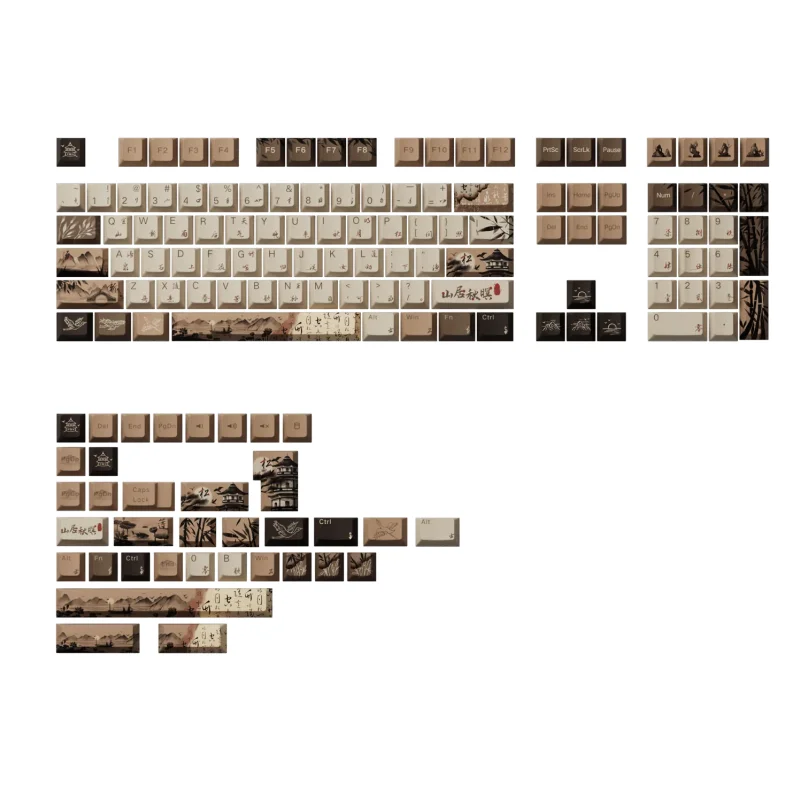 Imagem -02 - Akko Montanha Reclusão Tema Keycap Grupo Keycaps Teclado Mecânico 140-key Pbt Dye-sub Moa Perfil Cereja Principais Layouts