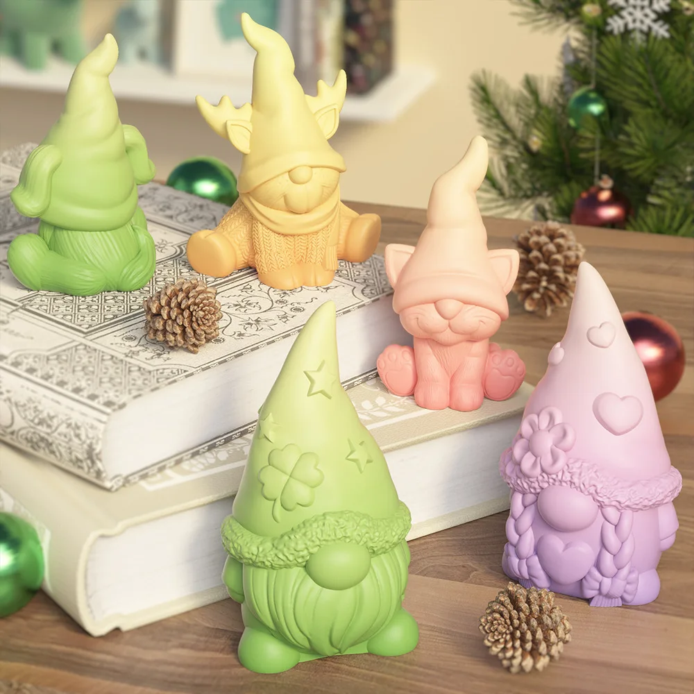 3D Christmas Love Dwarf Candle Silicone Mold DIY Christmas Deer Animal Gypsum Epoxy Resin Mold Holiday Craft Gift Accessories