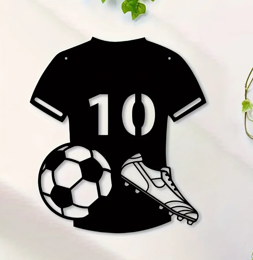 1pc of Personalized Metal Sign Featuring a Soccer Jersey And Sneaker, Ideal for Farmhouse Wall Decoration, Custom Name