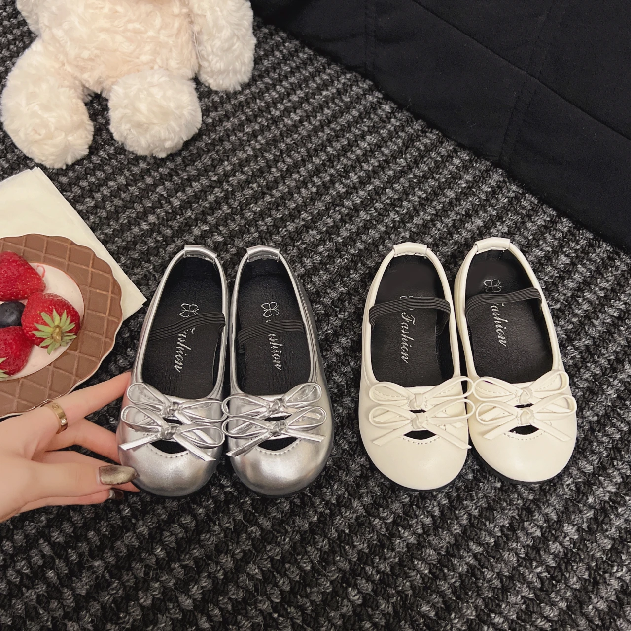 

Summer Girl's Princess Shoes Elastic Band Bowknot Trendy Kid's Flat Shoe Solid Colors Anti-slip Daily All-match Children Shoes