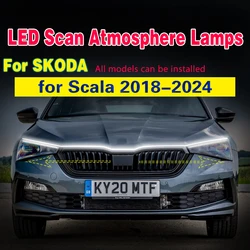 1Pcs Car LED Scan Starting Daytime Running Light DRL for Skoda Scala 2018-2024 Universal Flexible  Decorative Atmosphere Lamps