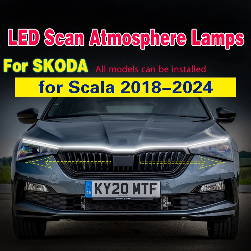 1 sztuk samochodów LED Scan począwszy światła do jazdy dziennej DRL dla Skoda Scala 2018-2024 uniwersalne elastyczne lampy dekoracyjne