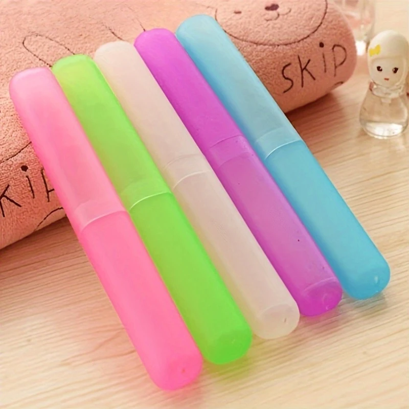 

3 Pieces Random Color Stylish Modern Portable Toothbrush Case-Breathable Travel Case for Oral Care Protection, Unscented, Manual