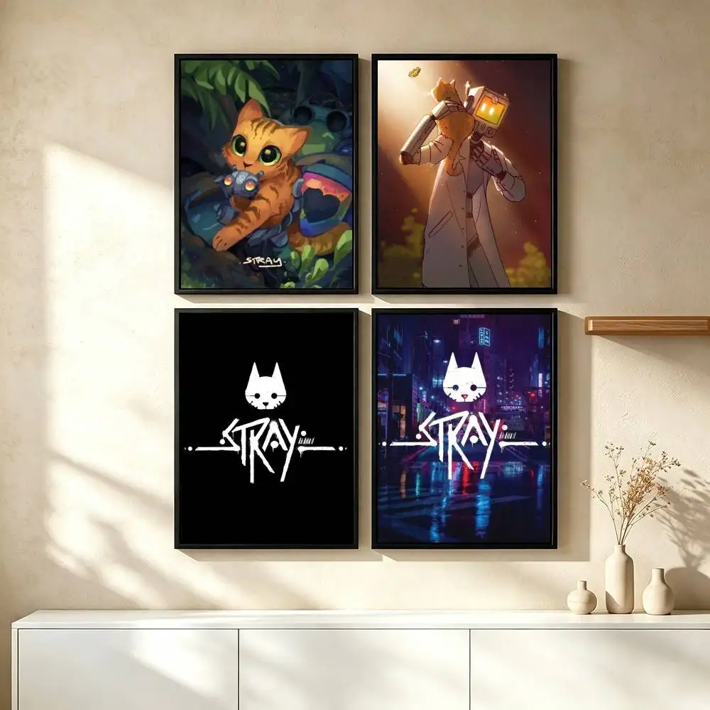 S-Stray Cat Game Poster High Quality Dorm Living Room Aesthetic Wall Decoration Painting Stickers Gift