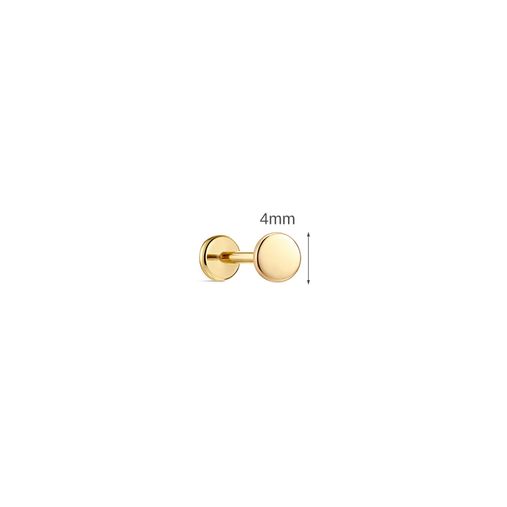 Women's 14K Solid Gold Flat Back Earrings, Hypoallergenic Gift