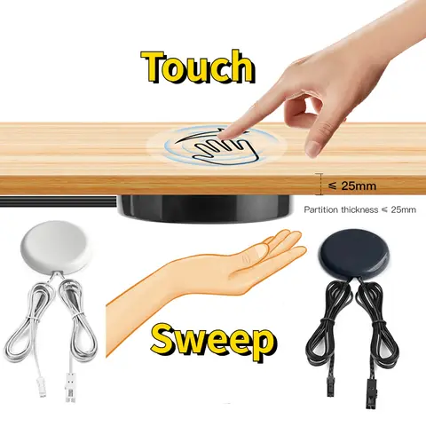 Sweep Dimmer Sensor Penetrating Switch 12V Wood Panel Touch Switch LED Dimmable Touch Sensing Hidden for Wood Furniture Lighting