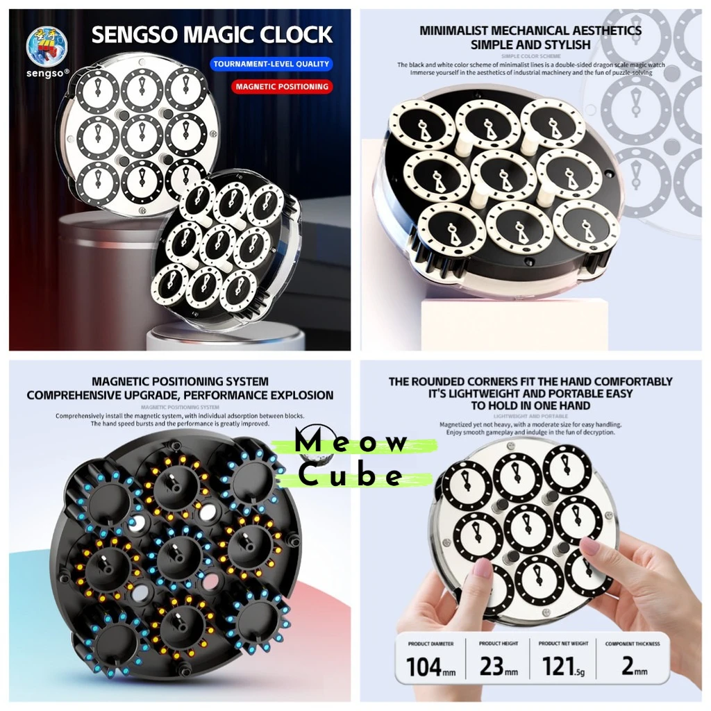 

Новинка [MeowCube] 2025 Sengso часы со шкалой дракона магнитные волшебные часы 4x4 Sengso Magic Cube часы магнитные часы игрушка