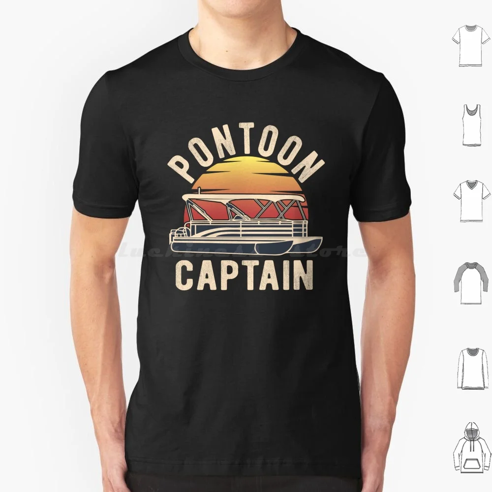 Retro Pontoon Captain Of The Boat Funny River Cruising Gift For Pontooning Lover T Shirt 6xl Cotton Cool Tee Pontoon Captain