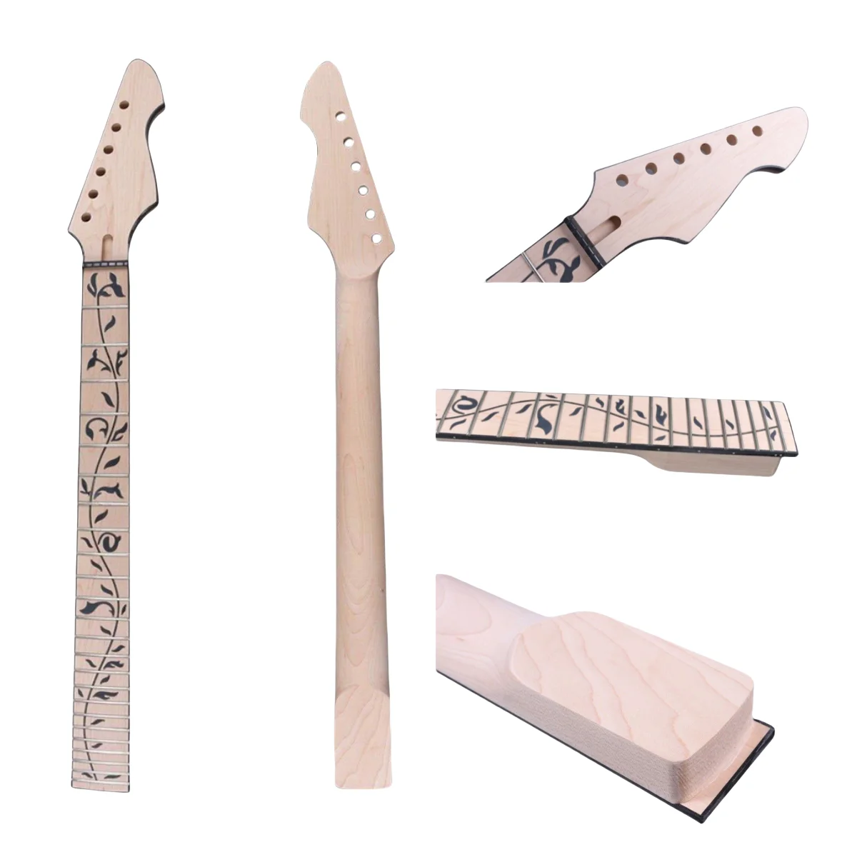 

Guitar Neck New Maple 24 Fret 25.5 Inch Rosewood Fretboard Unfinished Bolt on Heel Replacement Electric Guitar Parts