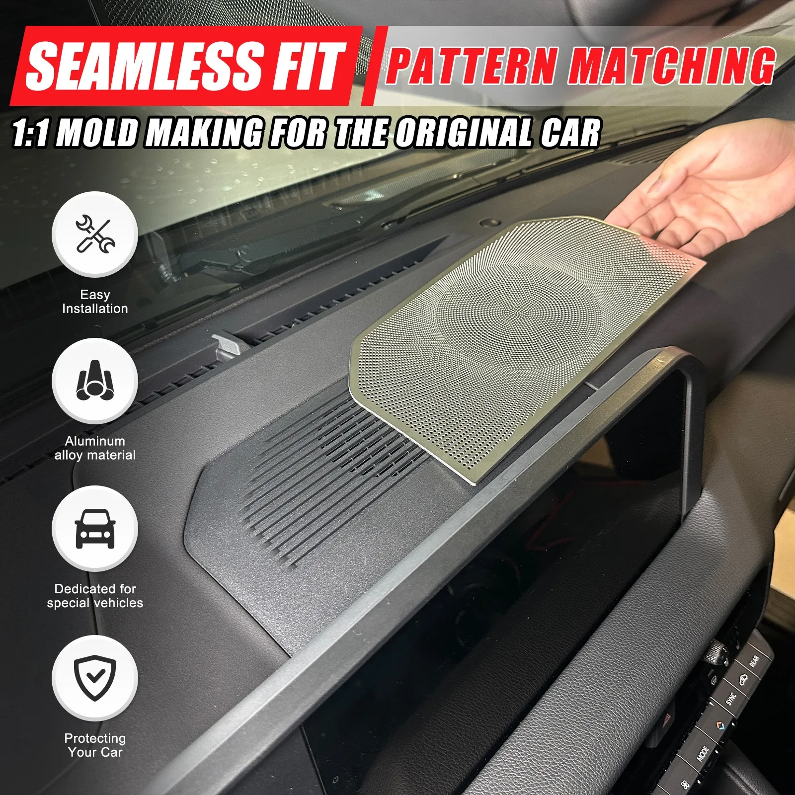 

1PCS Stainless Steel Car Center Instrument Navigation Back Speaker Anti Dust Cover Mesh For Toyota Land Cruiser LC250 2024+