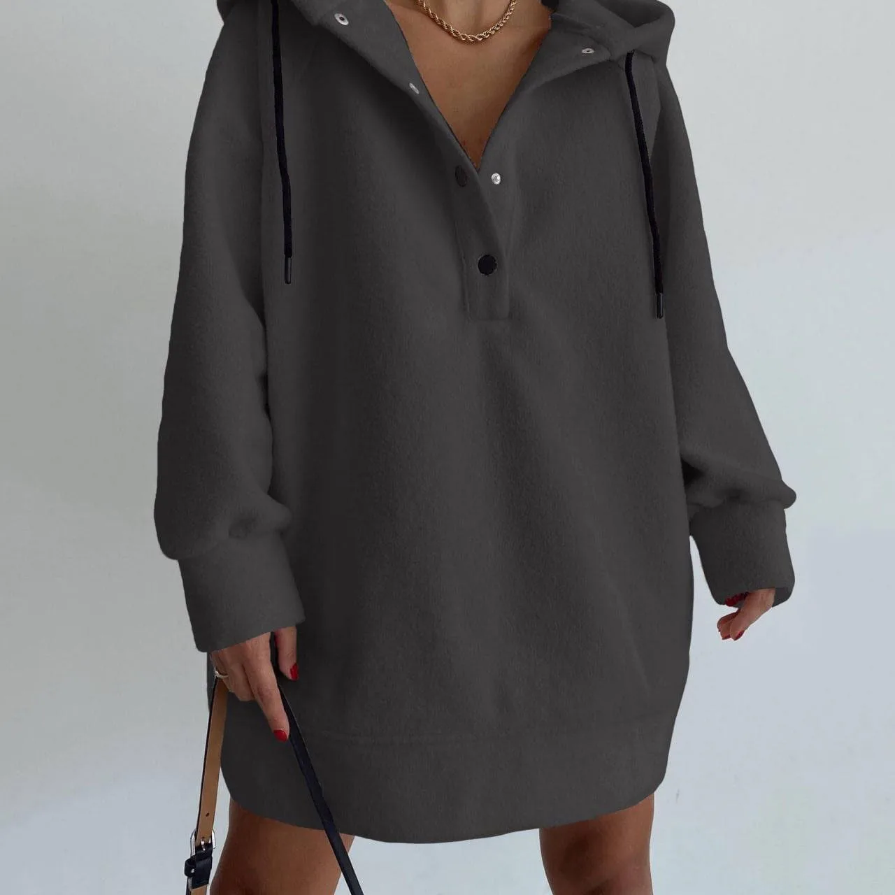 Sudadera Con Capucha Mujer Winter Plush Sweatshirt Hoodie Women's Half Button New Solid Color Casual Commuting Sweatshirt Hoodie