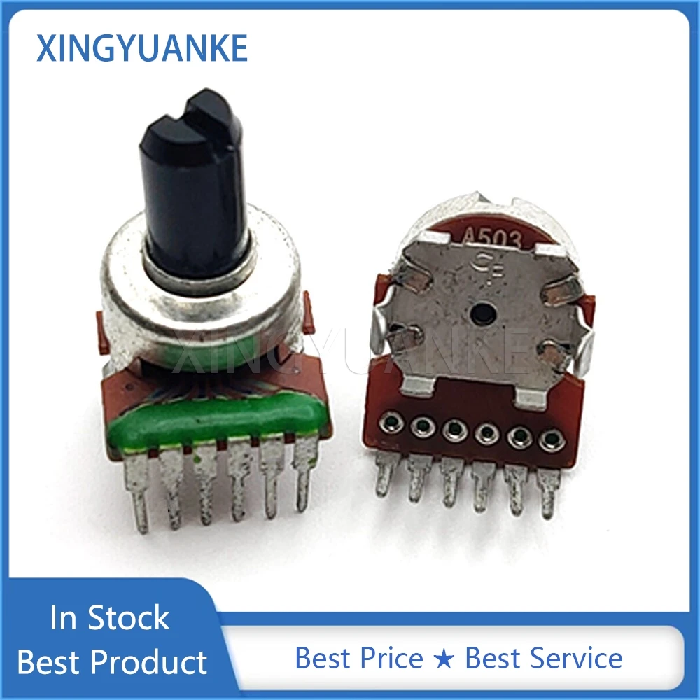 5PCS 121 Type Vertical Double A20K A203 A50K A503 6-Pin Audio Volume Power Amplifier Adjustable Potentiometer D Shaft 10MM