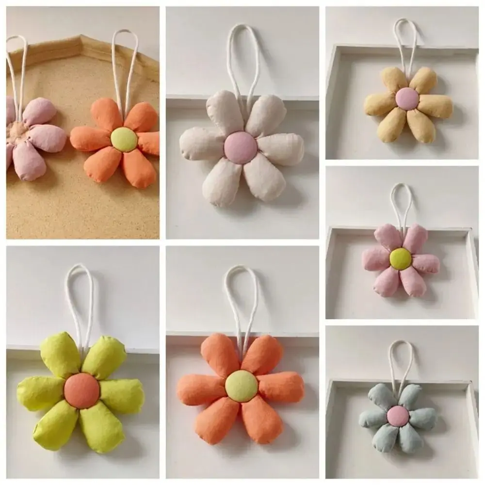 Cute Floral Lanyard Flower Bag Pendant Candy Color Floral Shape Keyrings Handbags Pendant Cloth Bag Match Accessories
