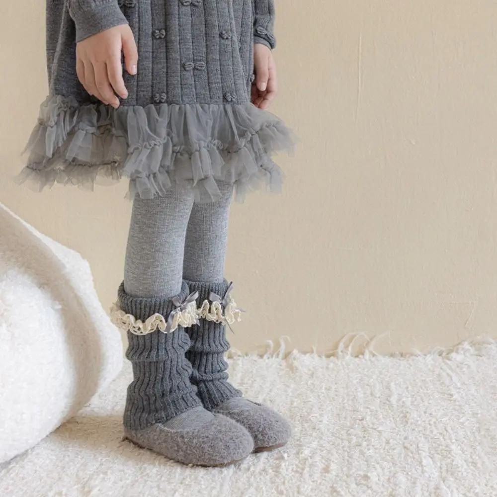 Sweet Polyester Girls Leg Warmers Knitted Texture Stretchy Fit Calf Socks Thickened Fabric Lolita Leg Gaiters Outfit Match