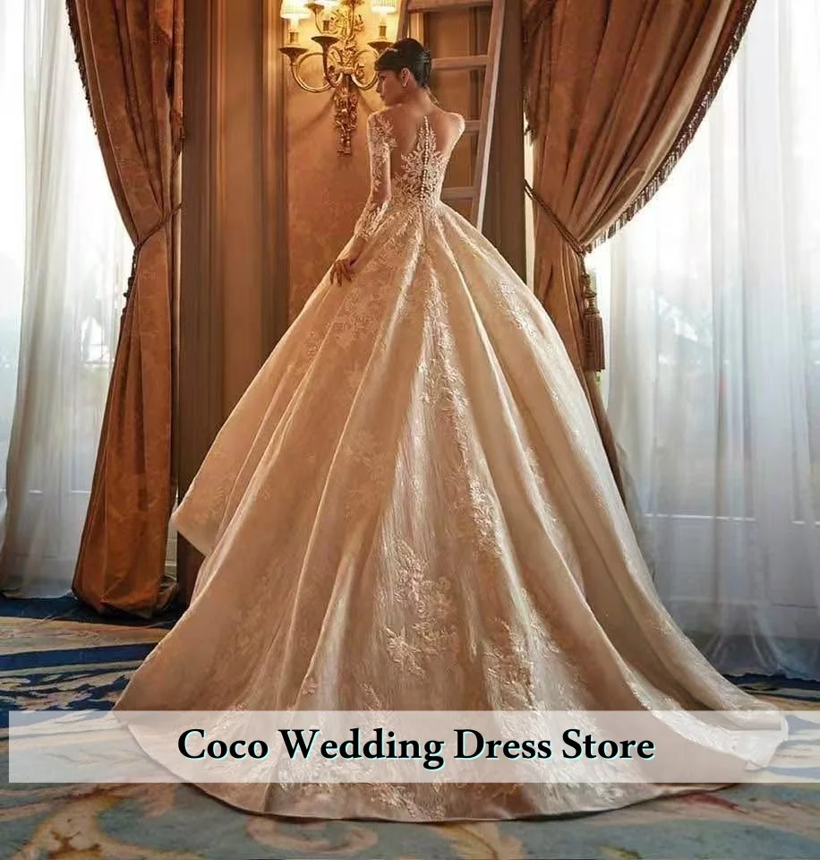 Robe De mariée personnalisée, magnifique et élégante, avec des Appliques en dentelle perlée, robe De mariée princesse pour femmes