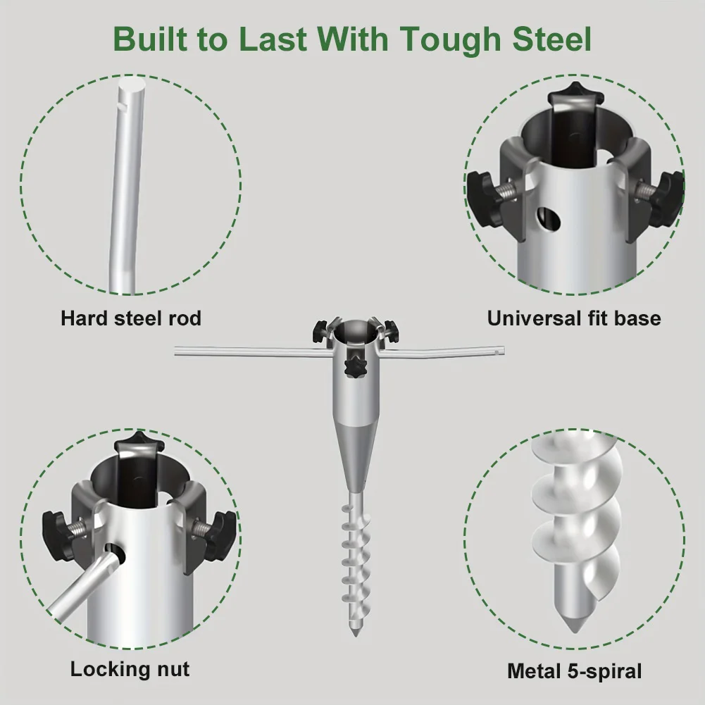 مظلة الشاطئ مرساة رملية بدون حفر مظلة معدنية حامل مرساة أرضية رملية للشاطئ شديدة التحمل لقاعدة مظلة الفناء #5