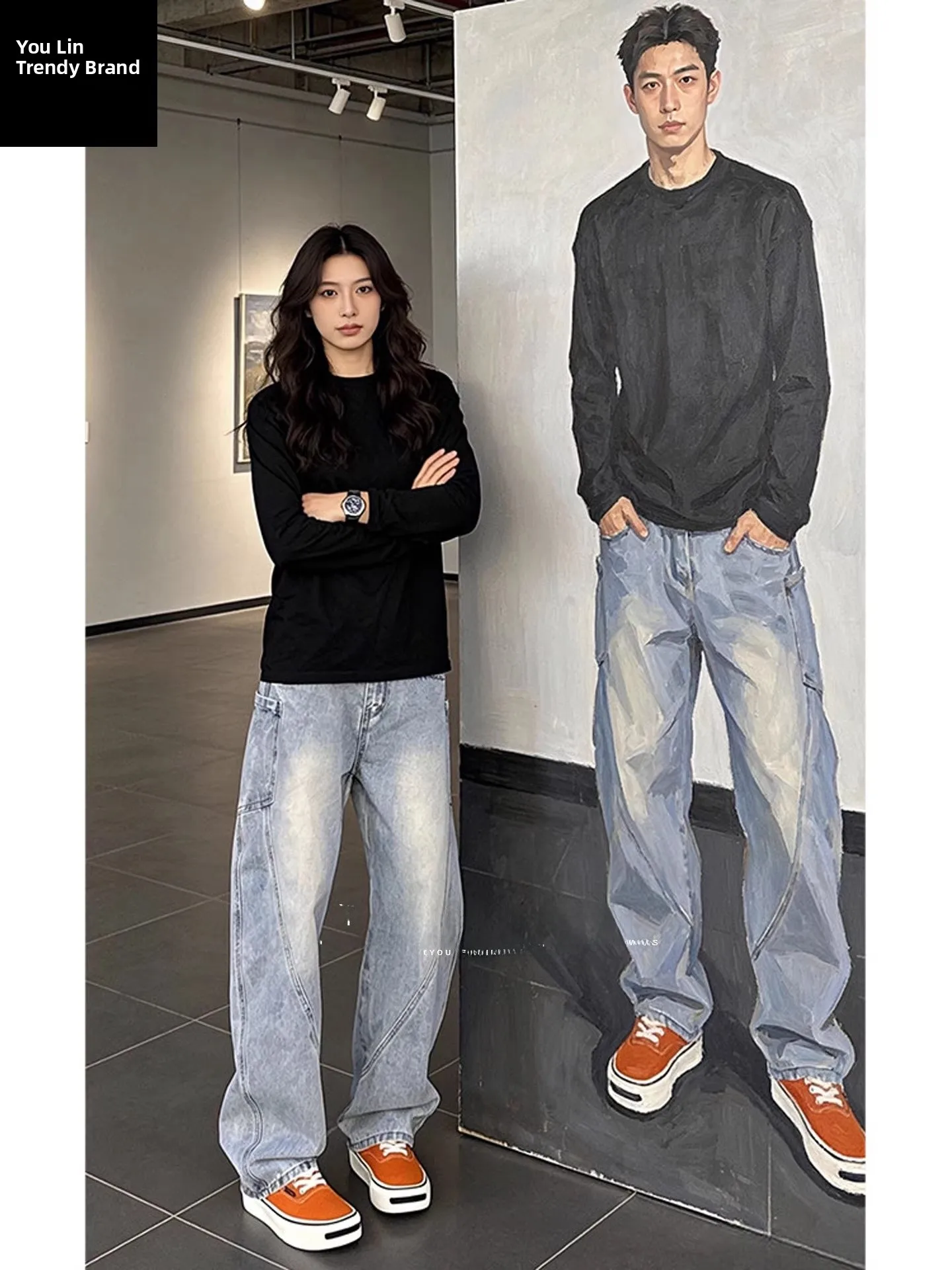 

Waed Blue Slim Fit Knife Denim Jeans Men's Sli Casual High Waist Straight Leg Non-Stretch Youth ular Jeans