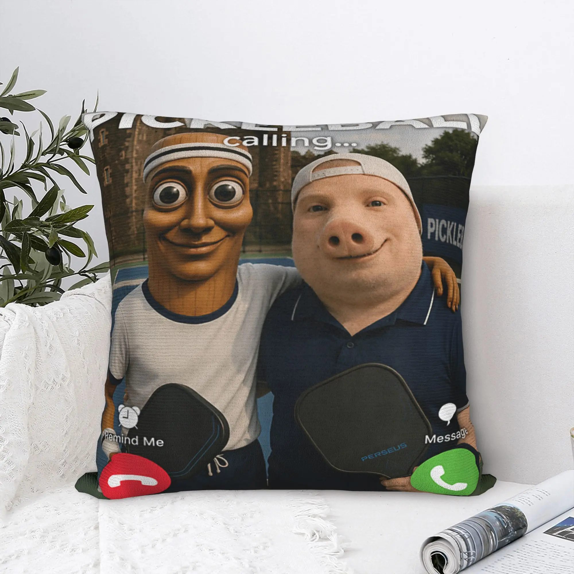 Tung Sahur John Pork Pickleball Calling The Court Waiting Pillowcases Morden Pillow Case For Couch Sofa Bedroom Pillow Cover