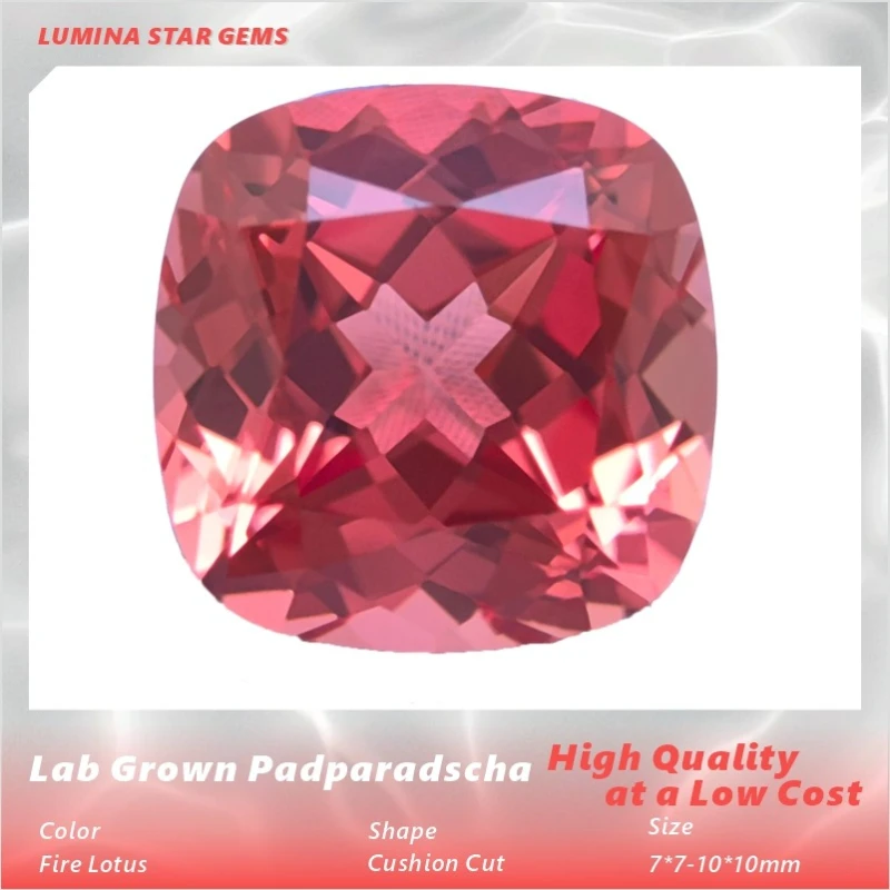

TLab Grown Padparadscha Fire Lotus Loose Synthetic Gemstones Cushion Cut