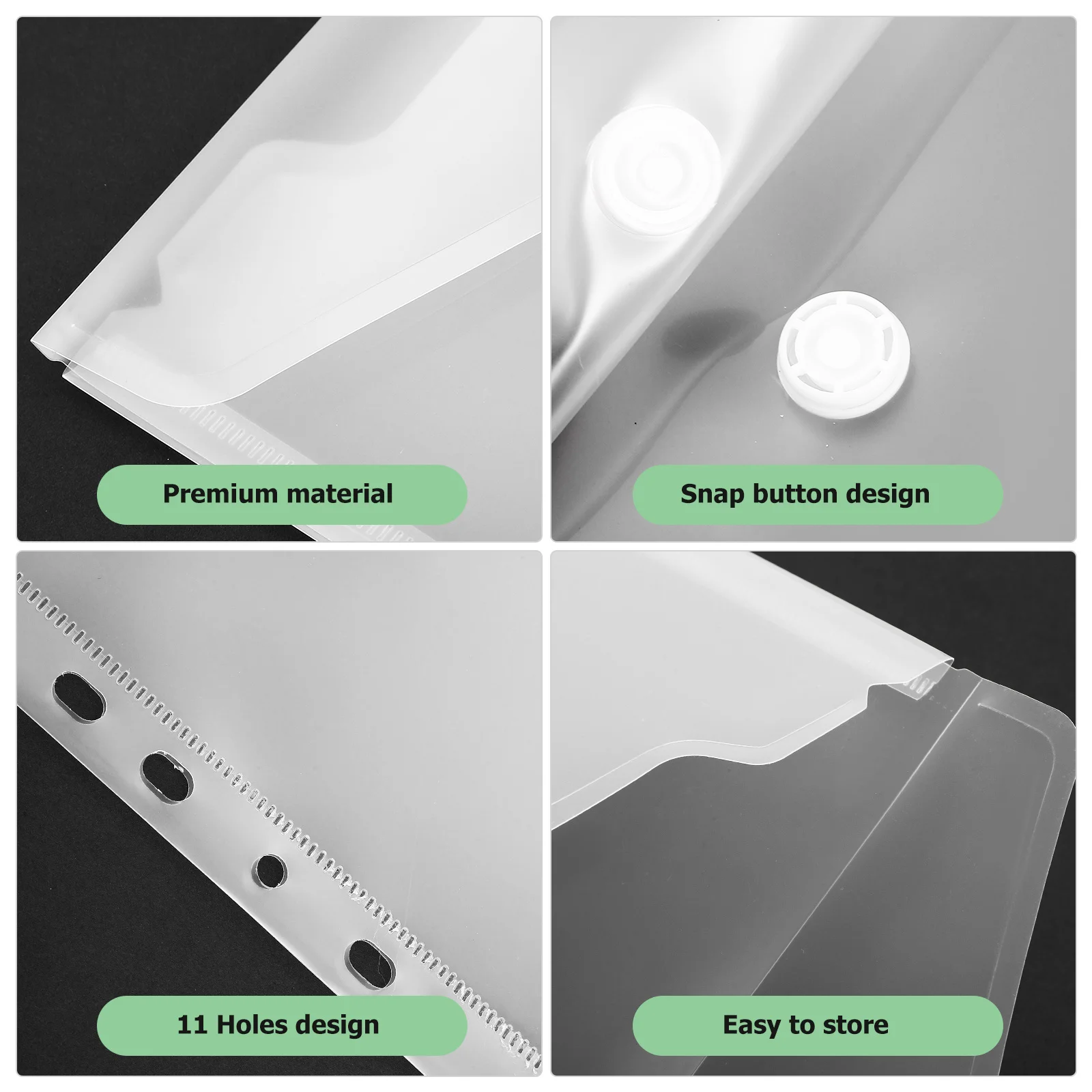 

20 pcs A4 Clear Binder Pockets 11 Holes Design For School Office Document Storage File Folder Transparent Organizer Divider