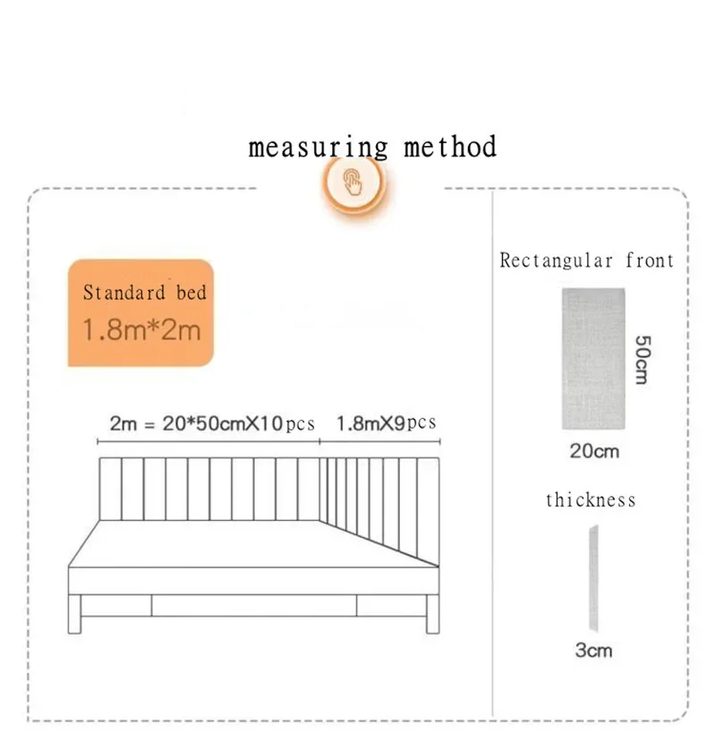 Self-adhesive for Bed Head Bedhead Board Thickened Bedroom Background Wall Cotton Linen Anti-collision Headboards Wall Stickers