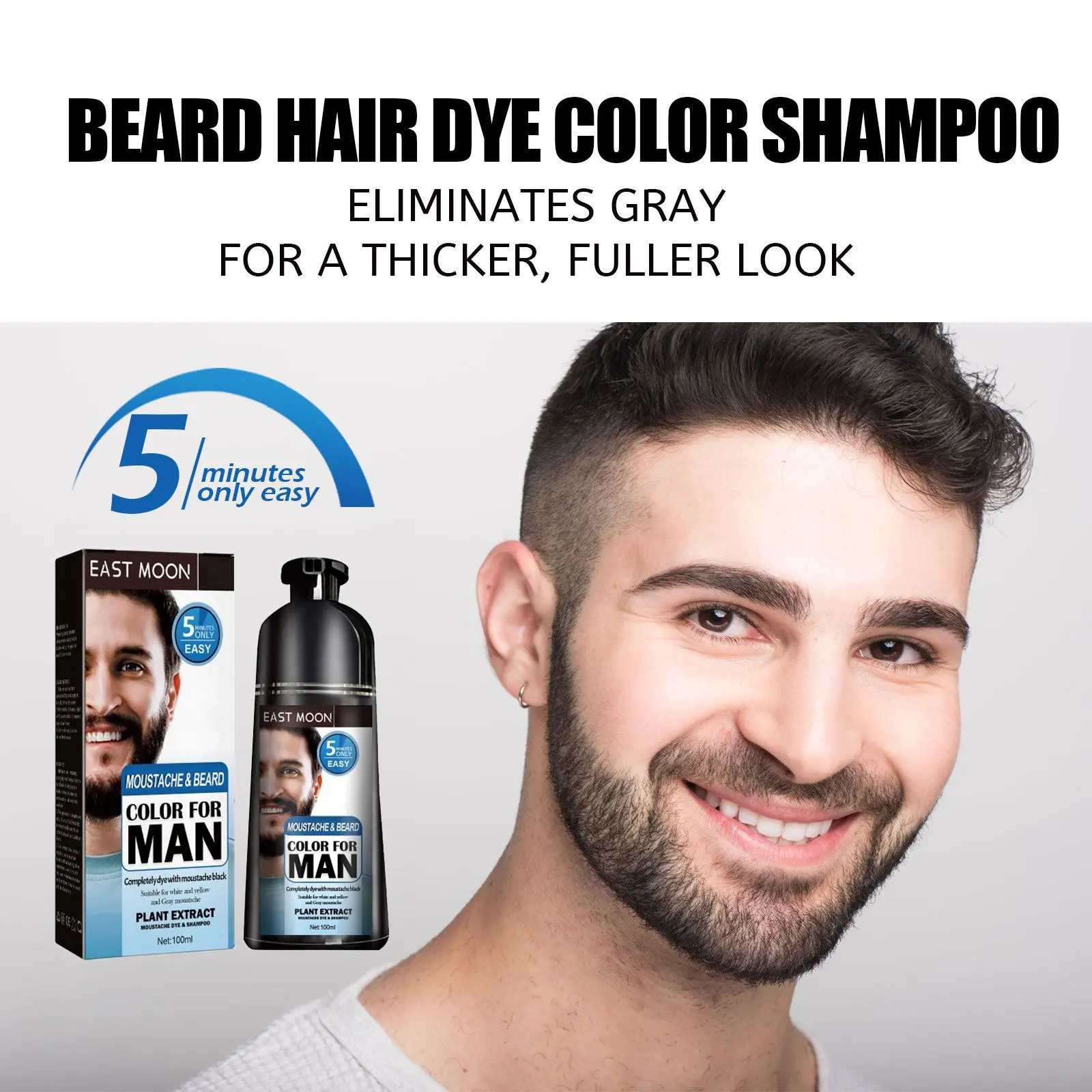 Beard Dye Shampoo Long Lasting Black Colorant Strengthening Nourishing Covering Grey Improving Thicker Men Permanent Dye Shampoo