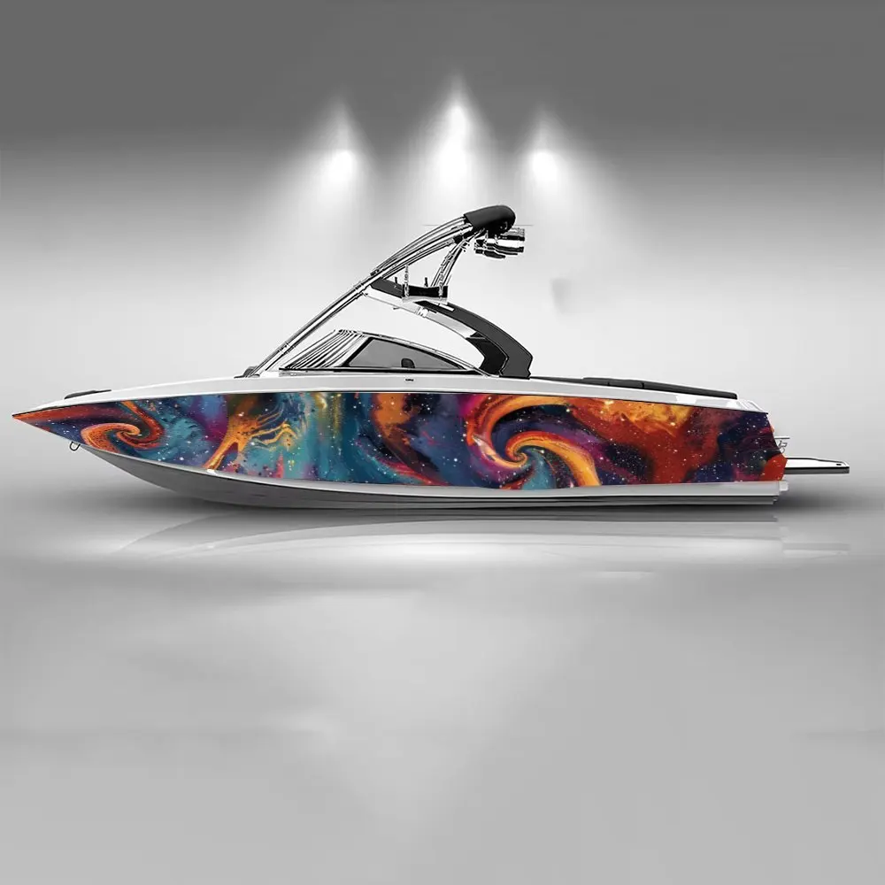 Magnificent Space Colorful Nebula Distortion Boat Sticker Vinyl Ship Pontoon Deck Boat Fishing Decorative Pontoon Boats Decal