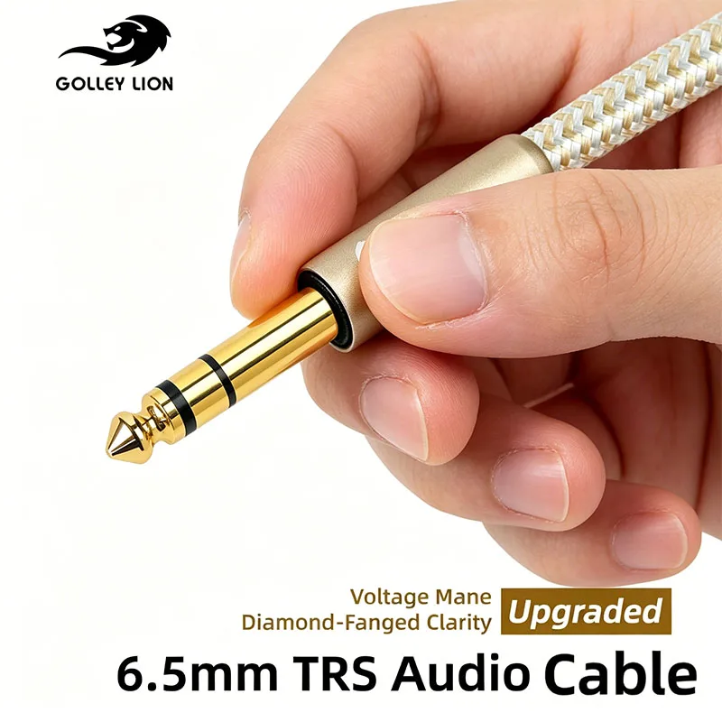 Cable de Instrumento TRS de 1/4 Pulgada, Cable de Guitarra y Bajo de 6.35mm Chapado en Oro, Línea de Audio Estéreo Balanceada para Amplificador y Altavoz