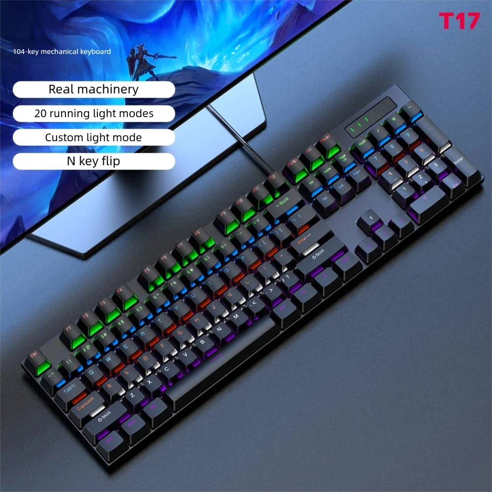 

TF17 Mechanical Keyboard USB Wired RGB LED Backlit Gaming Keyboard Computer Peripheral Accessories for Electric Laptop English